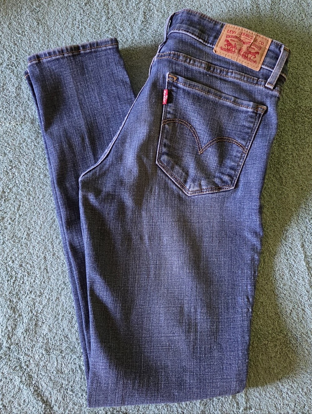 Levi's 711 Mid Rise Skinny Jeans Distressed Blue 27